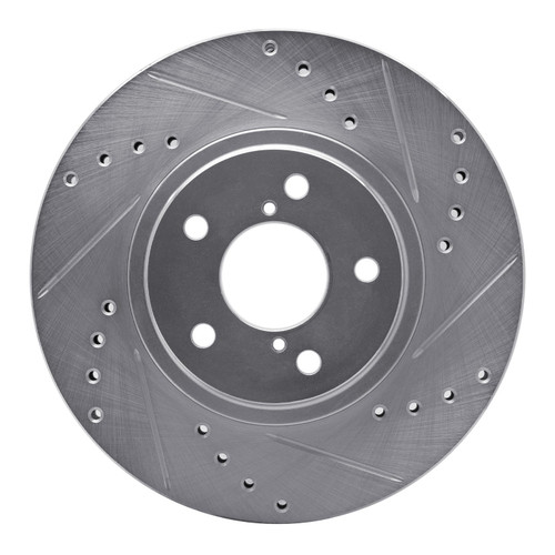 DFC Brake Rotor - Drilled and Slotted - Silver 631-13009R