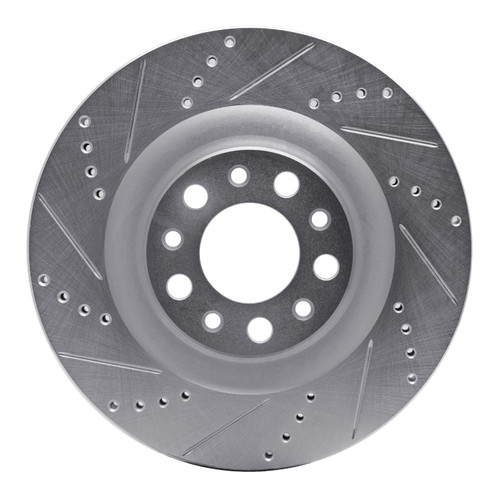 DFC Brake Rotor - Drilled and Slotted - Silver 631-16013L