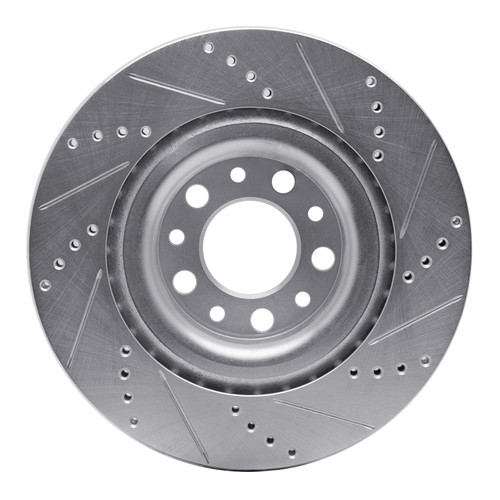 DFC Brake Rotor - Drilled and Slotted - Silver 631-16013L