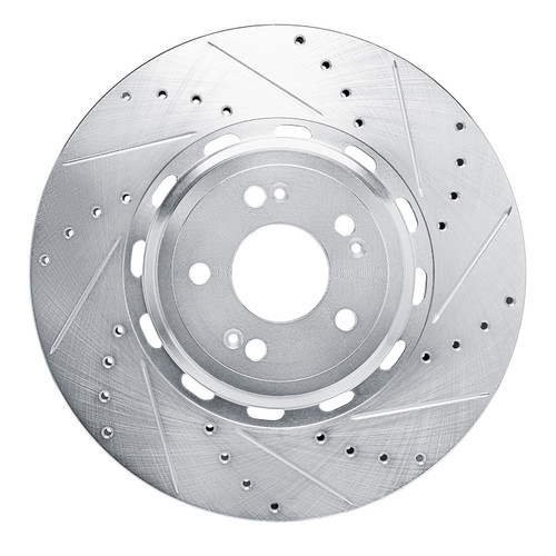 DFC Brake Rotor - Drilled and Slotted - Silver 631-10006R