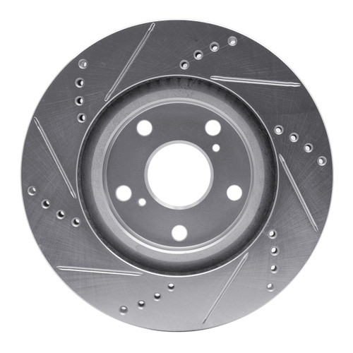 DFC Brake Rotor - Drilled and Slotted - Silver 631-10006R