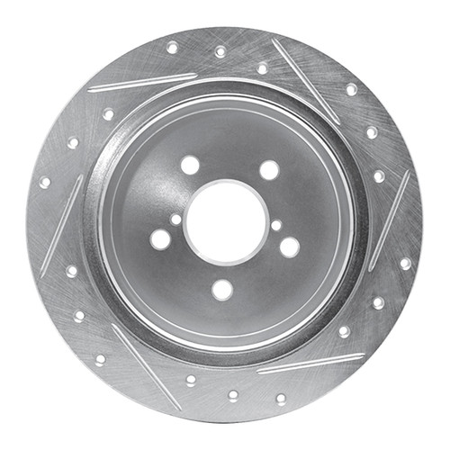 DFC Brake Rotor - Drilled and Slotted - Silver 631-13020L
