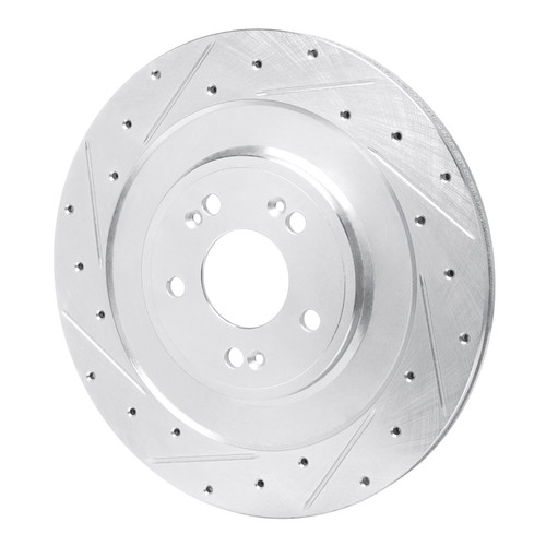DFC Brake Rotor - Drilled and Slotted - Silver 631-10007L
