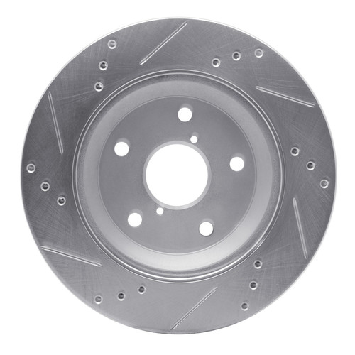 DFC Brake Rotor - Drilled and Slotted - Silver 631-13046R
