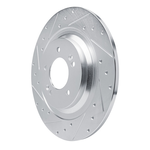 DFC Brake Rotor - Drilled and Slotted - Silver 631-21049L