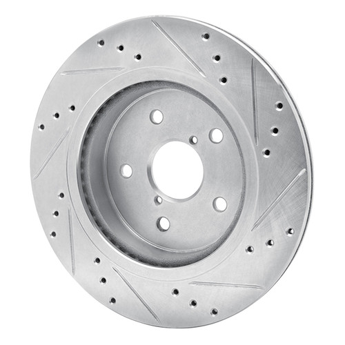 DFC Brake Rotor - Drilled and Slotted - Silver 631-13028L