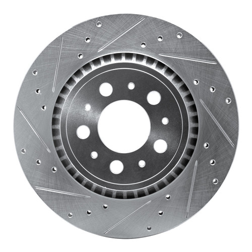 DFC Brake Rotor - Drilled and Slotted - Silver 631-27039L
