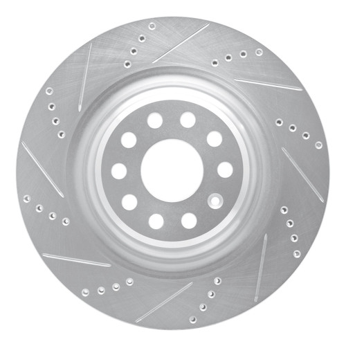 DFC Brake Rotor - Drilled and Slotted - Silver 631-26006L