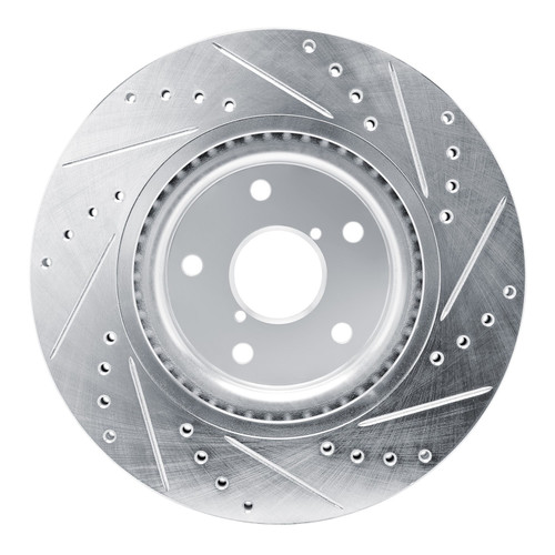 DFC Brake Rotor - Drilled and Slotted - Silver 631-13049L
