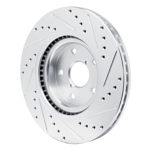 DFC Brake Rotor - Drilled and Slotted - Silver 631-13049L