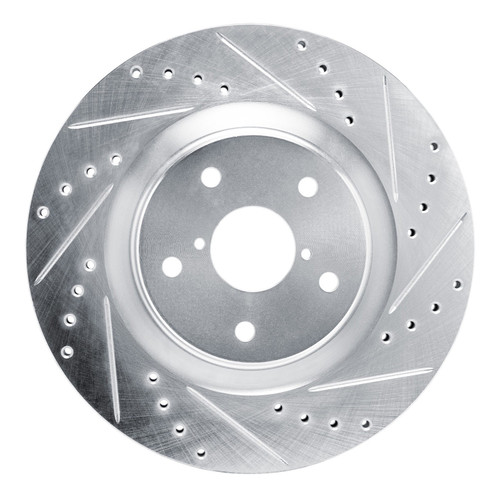 DFC Brake Rotor - Drilled and Slotted - Silver 631-13049R