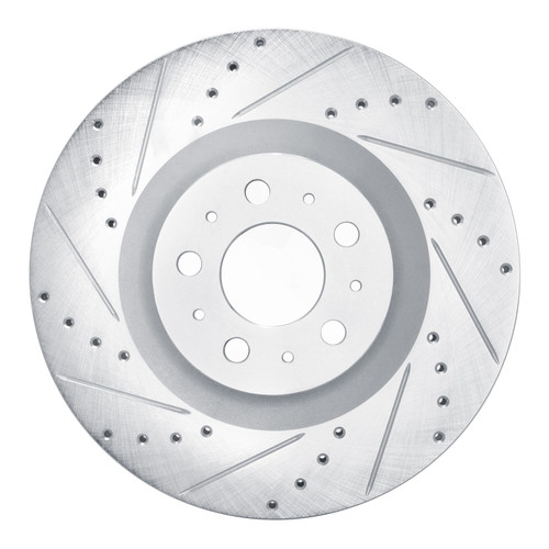 DFC Brake Rotor - Drilled and Slotted - Silver 631-26007L
