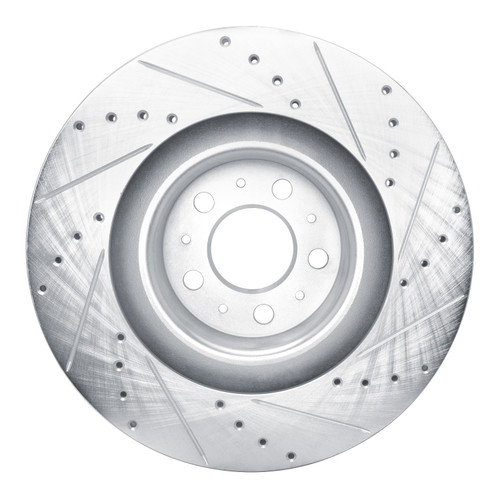 DFC Brake Rotor - Drilled and Slotted - Silver 631-26007L
