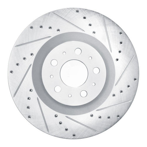 DFC Brake Rotor - Drilled and Slotted - Silver 631-26007R