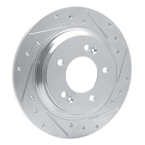 DFC Brake Rotor - Drilled and Slotted - Silver 631-21014R