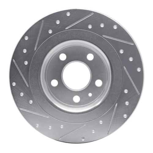 DFC Brake Rotor - Drilled and Slotted - Silver 631-27058R