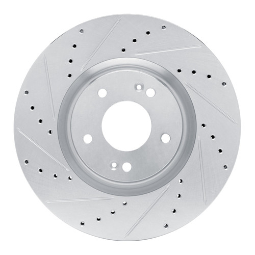 DFC Brake Rotor - Drilled and Slotted - Silver 631-21046L