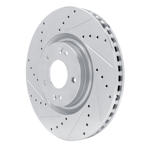 DFC Brake Rotor - Drilled and Slotted - Silver 631-21046L