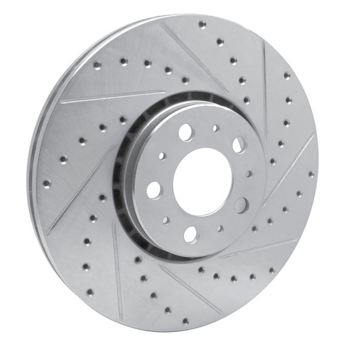 DFC Brake Rotor - Drilled and Slotted - Silver 631-27045R