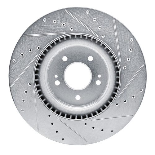 DFC Brake Rotor - Drilled and Slotted - Silver 631-21048L
