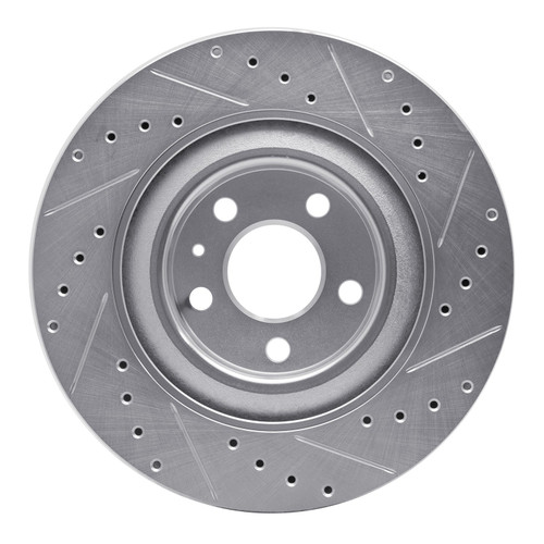 DFC Brake Rotor - Drilled and Slotted - Silver 631-27052L