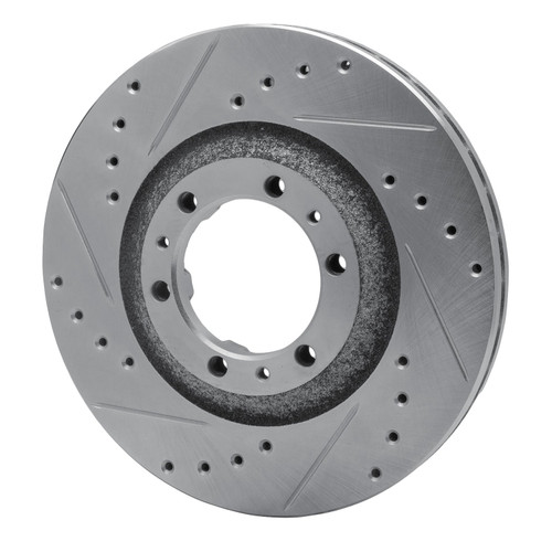 DFC Brake Rotor - Drilled and Slotted - Silver 631-37008L