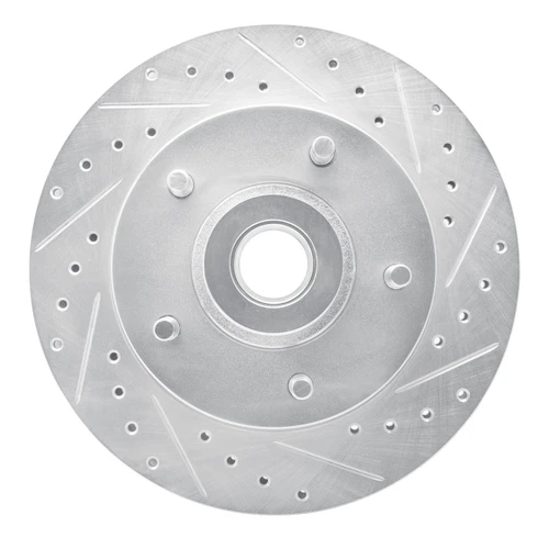 DFC Brake Rotor - Drilled and Slotted - Silver 631-40061R