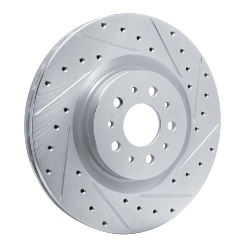 DFC Brake Rotor - Drilled and Slotted - Silver 631-40049R