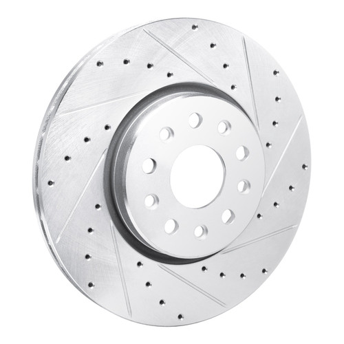 DFC Brake Rotor - Drilled and Slotted - Silver 631-42044R