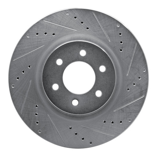 DFC Brake Rotor - Drilled and Slotted - Silver 631-40013R