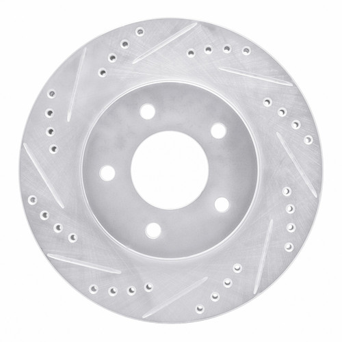 DFC Brake Rotor - Drilled and Slotted - Silver 631-45007L