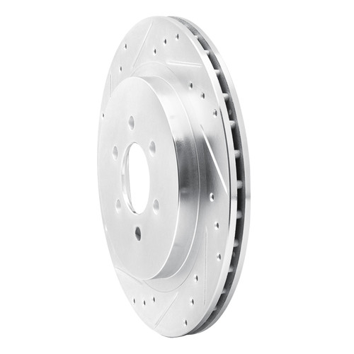 DFC Brake Rotor - Drilled and Slotted - Silver 631-40014L