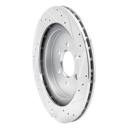 DFC Brake Rotor - Drilled and Slotted - Silver 631-40014L