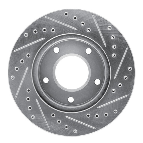 DFC Brake Rotor - Drilled and Slotted - Silver 631-46004L