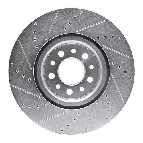 DFC Brake Rotor - Drilled and Slotted - Silver 631-42013R
