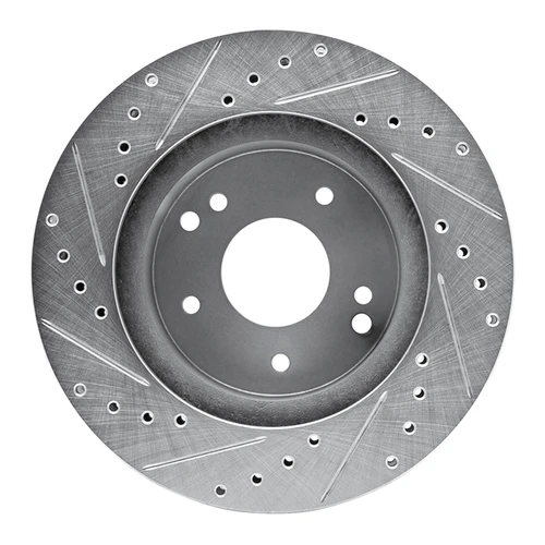 DFC Brake Rotor - Drilled and Slotted - Silver 631-47008R
