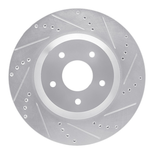 DFC Brake Rotor - Drilled and Slotted - Silver 631-47023D