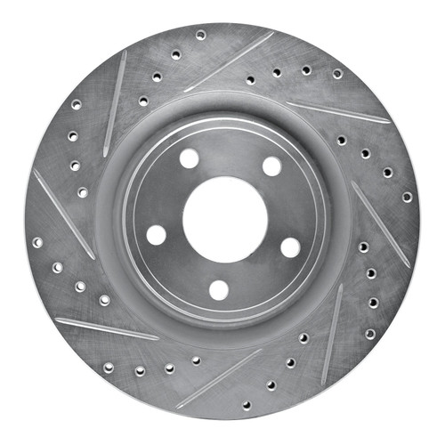DFC Brake Rotor - Drilled and Slotted - Silver 631-47037L