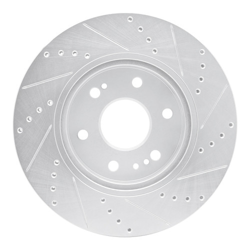 DFC Brake Rotor - Drilled and Slotted - Silver 631-47080L