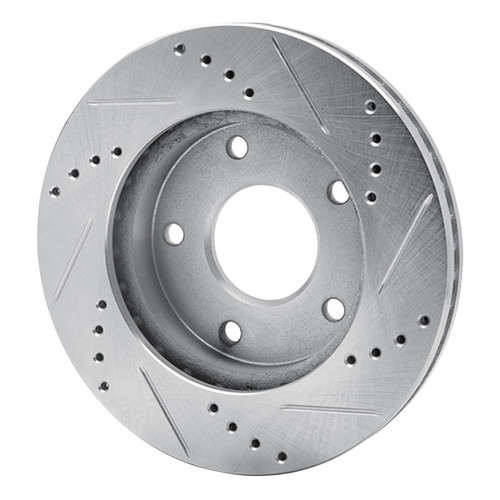 DFC Brake Rotor - Drilled and Slotted - Silver 631-48005L