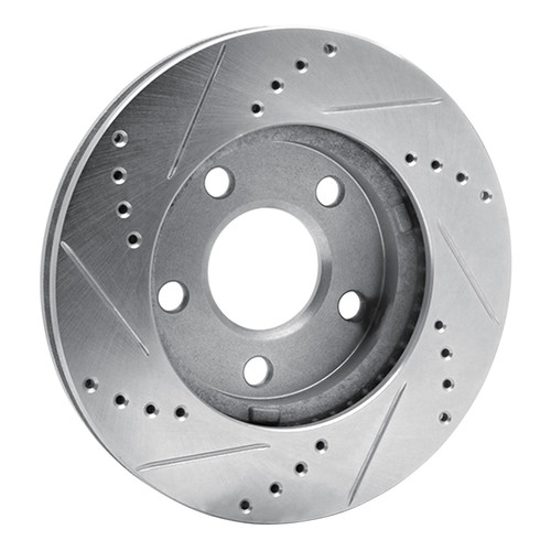 DFC Brake Rotor - Drilled and Slotted - Silver 631-47028R
