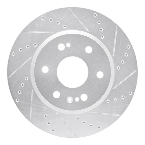 DFC Brake Rotor - Drilled and Slotted - Silver 631-47080R