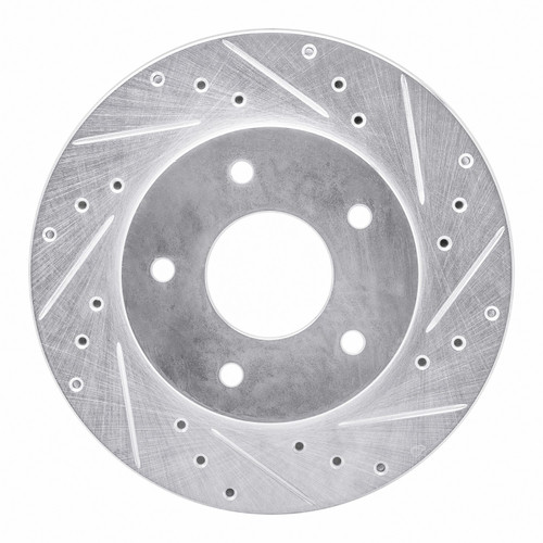 DFC Brake Rotor - Drilled and Slotted - Silver 631-52004R