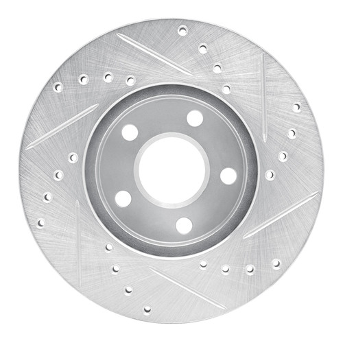 DFC Brake Rotor - Drilled and Slotted - Silver 631-52007L