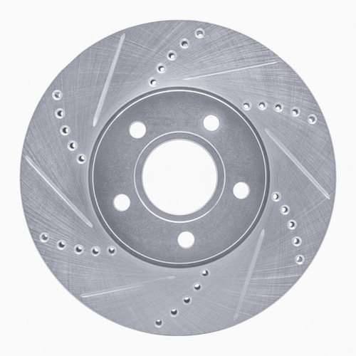 DFC Brake Rotor - Drilled and Slotted - Silver 631-54067L