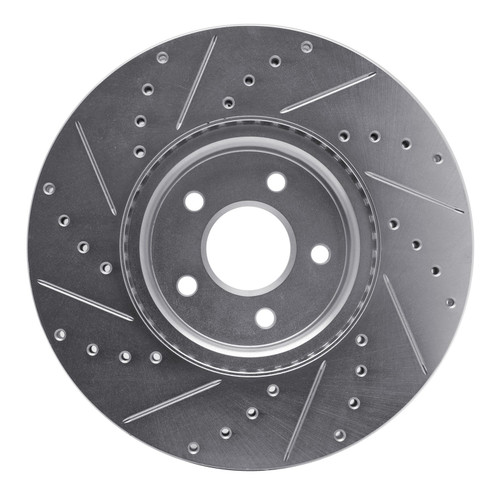 DFC Brake Rotor - Drilled and Slotted - Silver 631-54070R
