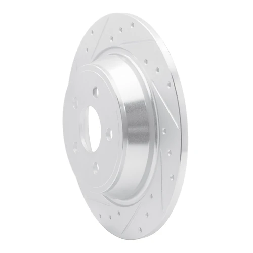 DFC Brake Rotor - Drilled and Slotted - Silver 631-55005L