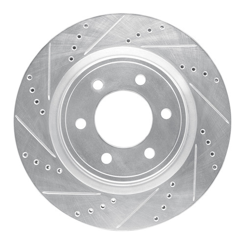 DFC Brake Rotor - Drilled and Slotted - Silver 631-54287L
