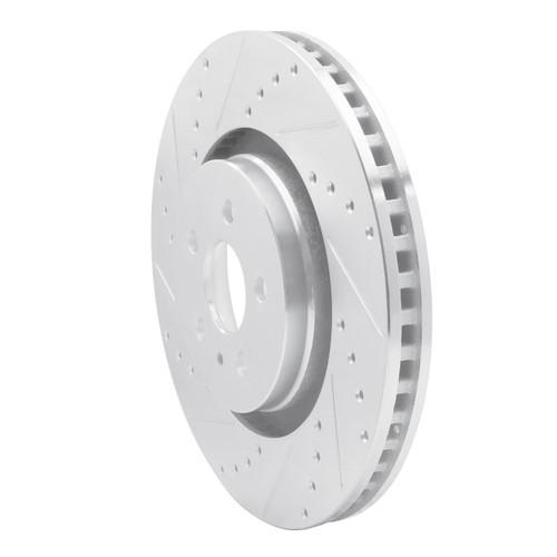 DFC Brake Rotor - Drilled and Slotted - Silver 631-55006L