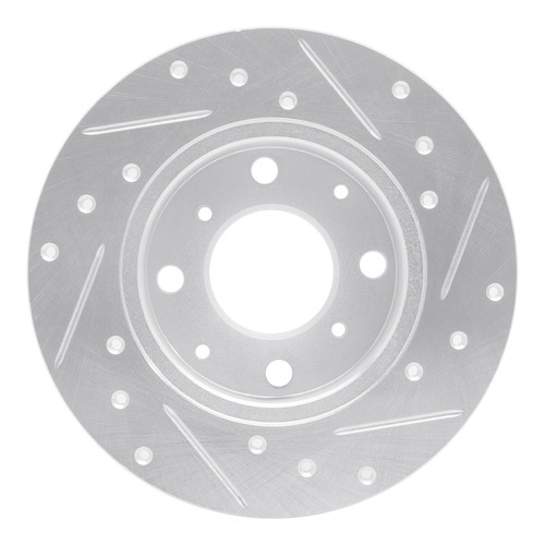 DFC Brake Rotor - Drilled and Slotted - Silver 631-59009L